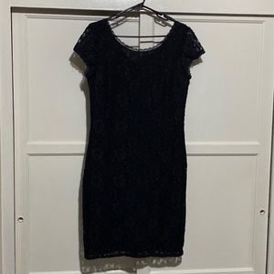 Black lace dress with cap sleeve